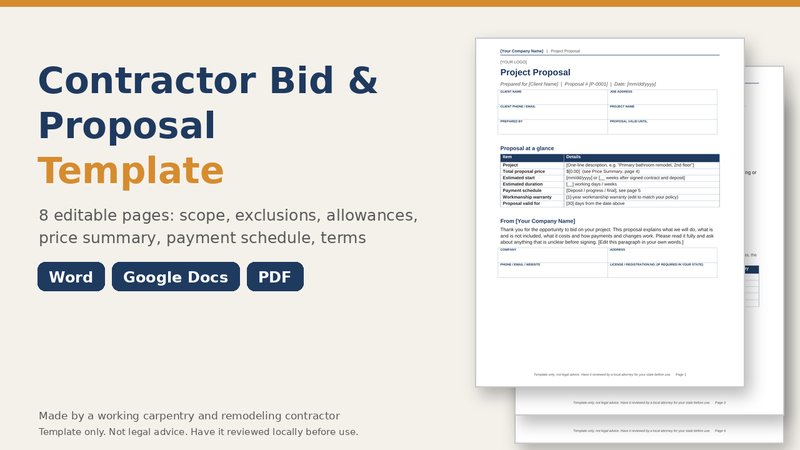 Bid & Proposal Template cover