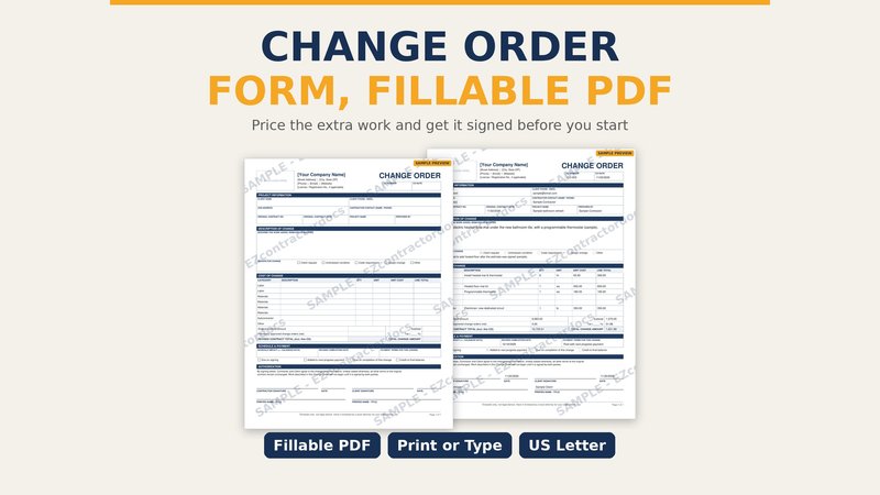 Change Order Form (Fillable PDF) cover