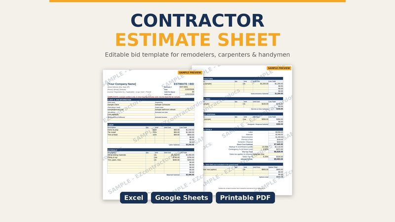 Contractor Estimate Sheet cover